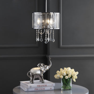 Avah Metal/Crystal Adjustable LED Drop Chandelier - JONATHAN Y